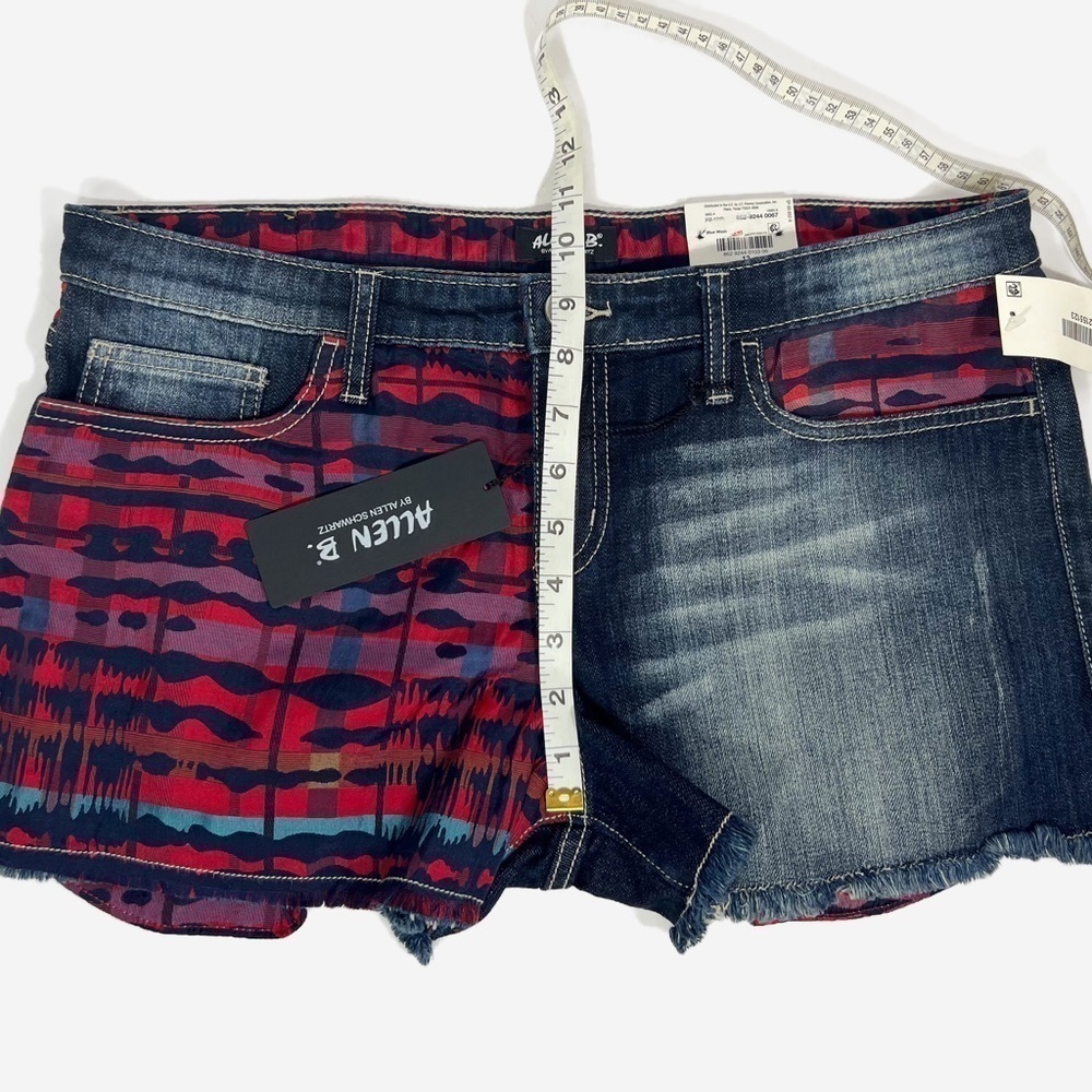 NWT Allen B by Allan Schwartz Mixed Media Vintage Blue Denim Shorts size 12 - Picture 9 of 11